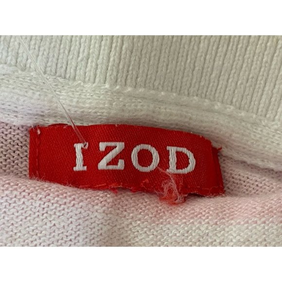 Izod White Pastel Striped Womens V-Neck Sweater Size S 100% Cotton Vintage Retro - Picture 12 of 16